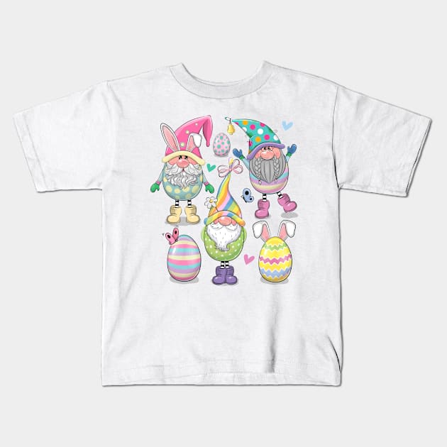 Cute Easter Gnomes Kids T-Shirt by Reginast777